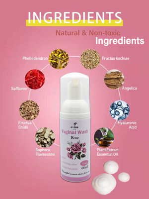 60ml 천연 허브 질 폼 씻기 효과적이고 부드러운 여성 청소